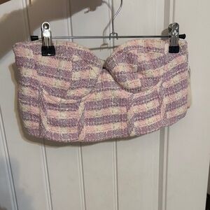 Zara Pink and Cream Plaid Crop Top
